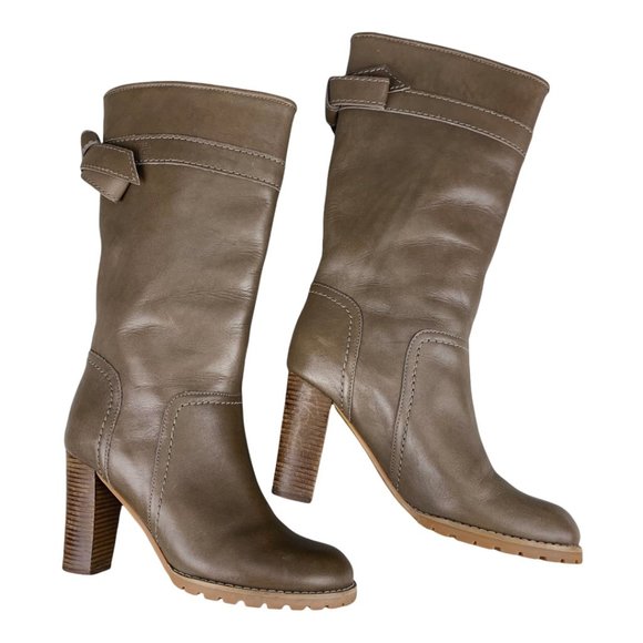 See By Chloe Brown Leather Mid Calf Boots Size 7 - Picture 2 of 16